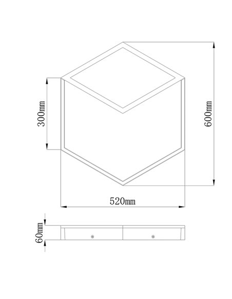 Applique/plafonnier LED minimaliste noir KUBICK, 48 W, 2700 lm, 3000 K