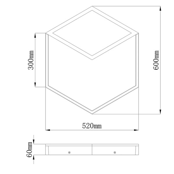 Luminária de parede/teto minimalista KUBICK em LED preto, 48W 2700lm 3000K