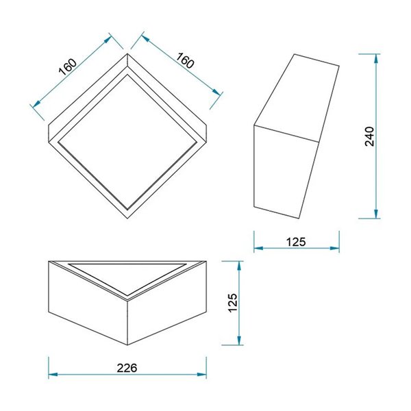 Aplique exterior cuadrado blanco mate MINI 2x5W G9 (no incl.) 160x160mm