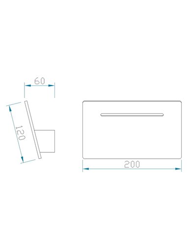 Aplique rectangular LED inclinado TOJA 8W 720Lm 3000K, 20x12cm