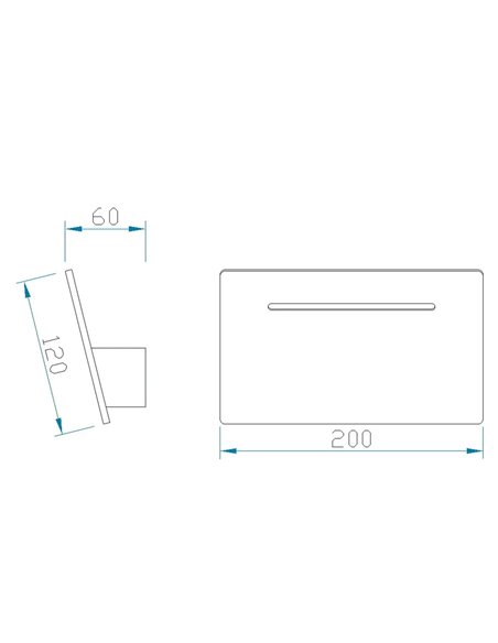 Aplique rectangular LED inclinado TOJA 8W 720Lm 3000K, 20x12cm