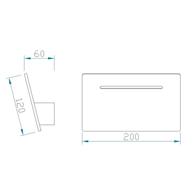 Aplique rectangular LED inclinado TOJA 8W 720Lm 3000K, 20x12cm