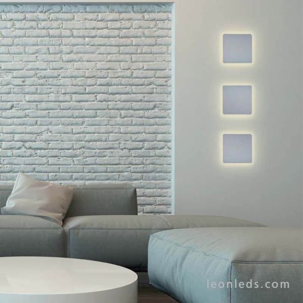 Luminária de parede LED quadrada prateada ambiente