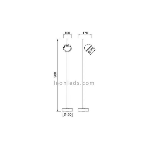 Baliza exterior larga moderna blanco dimensiones Everest Mantra | LeonLeds Iluminación