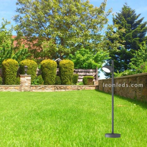 Baliza exterior larga moderna de aluminio gris oscuro Everest Mantra | LeonLeds Iluminación