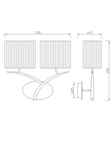 Aplique de pared rústico antracita con 2 pantallas en textil blancas EVE 2xE27 (no incl.)