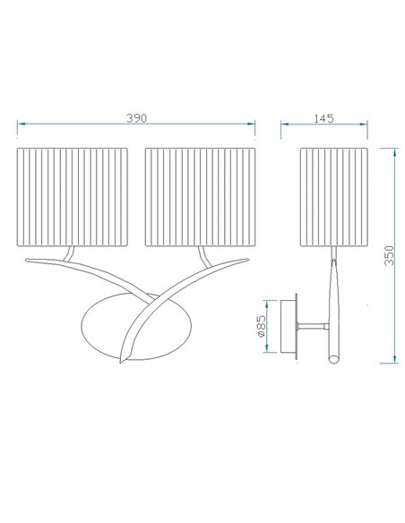 Aplique de pared rústico antracita con 2 pantallas en textil blancas EVE 2xE27 (no incl.)