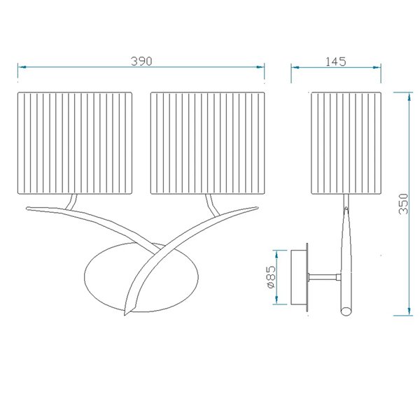 Aplique de pared rústico antracita con 2 pantallas en textil blancas EVE 2xE27 (no incl.)