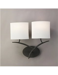 Applique murale rustique anthracite avec 2 abat-jour en textile blanc EVE 2xE27 (non inclus)