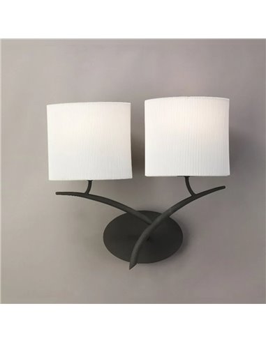 Luminária de parede rústica antracite com 2 cúpulas de tecido branco EVE 2xE27 (não incluídas)