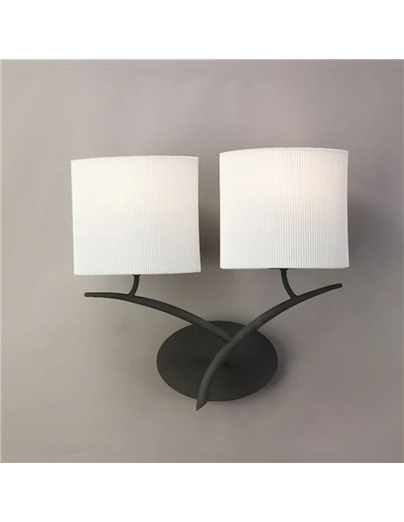 Luminária de parede rústica antracite com 2 cúpulas de tecido branco EVE 2xE27 (não incluídas)