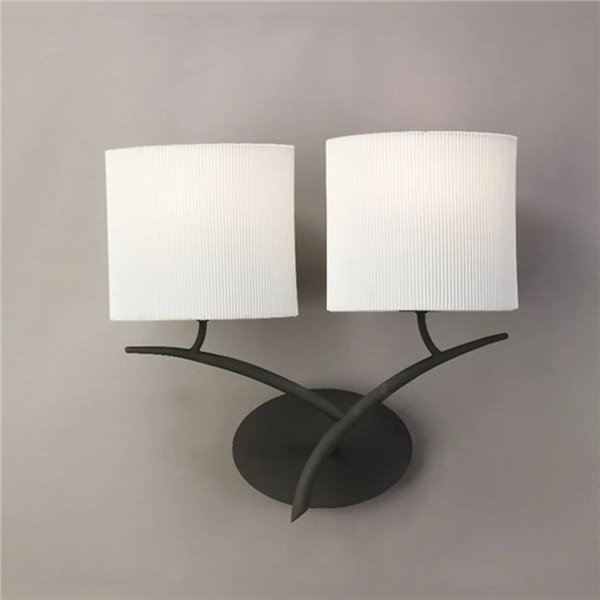 Luminária de parede rústica antracite com 2 cúpulas de tecido branco EVE 2xE27 (não incluídas)