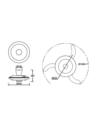 Ventilador tipo plafón moderno LED KIOTO blanco Ø500mm 33W 3000lm CCT regulable motor DC silencioso