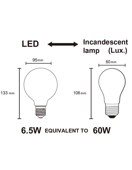 Bombilla LED G95 E27 7W 4000K 740lm Ø95mm Opal