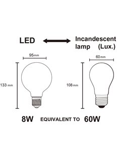 Bombilla LED G95 E27 8W 3000K 720lm regulable Ø95mm Opal 2