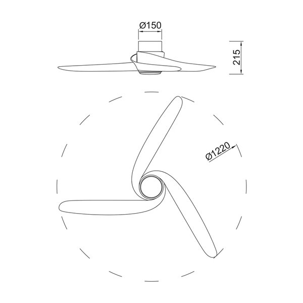 Ventoinha LED GROENLAND M, branco, Ø122cm, DC 24W, 1700lm, CCT 2700K-5000K, com controle remoto/aplicativo