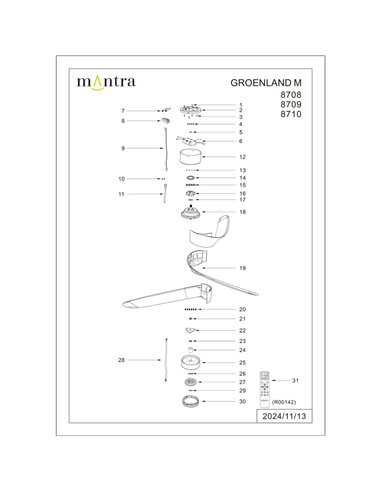 Ventilador LED GROENLAND M blanco Ø122cm DC 24W 1700lm CCT 2700K-5000K con mando/APP