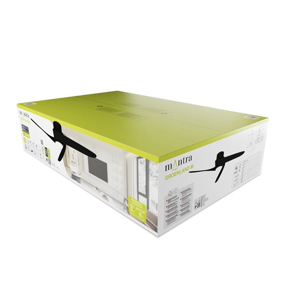 Ventilador LED GROENLAND M negro Ø122cm DC 24W 1700lm CCT 2700K-5000K con mando/APP