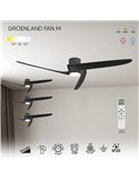 Ventoinha LED GROENLAND M, Preto, Ø122cm, DC 24W, 1700lm, CCT 2700K-5000K, com Controle Remoto/Aplicativo