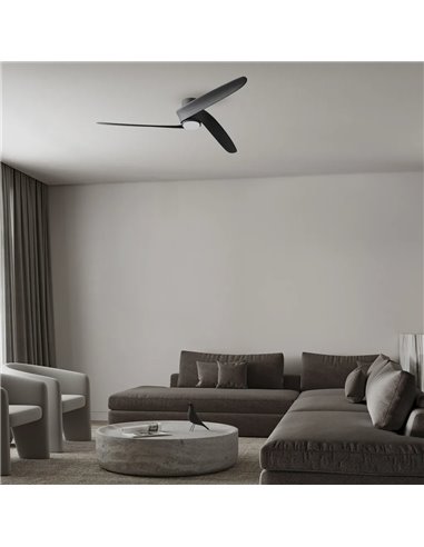 Ventoinha LED GROENLAND M, Preto, Ø122cm, DC 24W, 1700lm, CCT 2700K-5000K, com Controle Remoto/Aplicativo