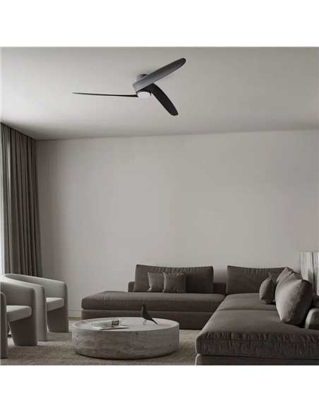 Ventilador LED GROENLAND M negro Ø122cm DC 24W 1700lm CCT 2700K-5000K con mando/APP