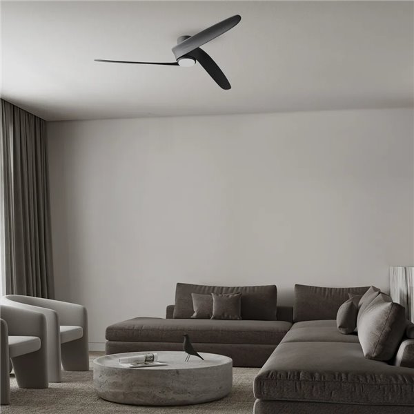 Ventoinha LED GROENLAND M, Preto, Ø122cm, DC 24W, 1700lm, CCT 2700K-5000K, com Controle Remoto/Aplicativo