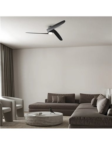 Ventoinha LED GROENLAND M, Preto, Ø122cm, DC 24W, 1700lm, CCT 2700K-5000K, com Controle Remoto/Aplicativo