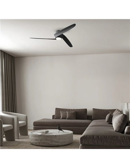 Ventoinha LED GROENLAND M, Preto, Ø122cm, DC 24W, 1700lm, CCT 2700K-5000K, com Controle Remoto/Aplicativo