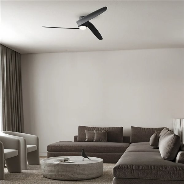 Ventoinha LED GROENLAND M, Preto, Ø122cm, DC 24W, 1700lm, CCT 2700K-5000K, com Controle Remoto/Aplicativo