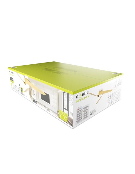 Ventilador LED GROENLAND M blanco/madera Ø122cm DC 24W 1700lm CCT 2700K-5000K con mando/APP