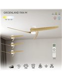 Ventilador LED GROENLAND M blanco/madera Ø122cm DC 24W 1700lm CCT 2700K-5000K con mando/APP