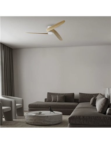 Ventilador LED GROENLAND M blanco/madera Ø122cm DC 24W 1700lm CCT 2700K-5000K con mando/APP