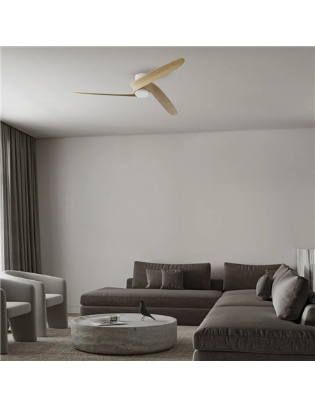 Ventilador LED GROENLAND M blanco/madera Ø122cm DC 24W 1700lm CCT 2700K-5000K con mando/APP