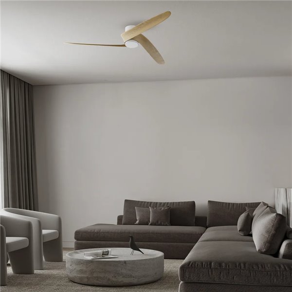 Ventilador LED GROENLAND M blanco/madera Ø122cm DC 24W 1700lm CCT 2700K-5000K con mando/APP