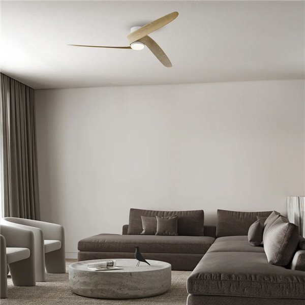 Ventilador LED GROENLAND M blanco/madera Ø122cm DC 24W 1700lm CCT 2700K-5000K con mando/APP