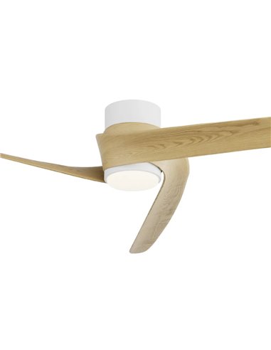 Ventoinha LED GROENLAND M, Branco/Madeira, Ø122cm, DC 24W, 1700lm, CCT 2700K-5000K, com Controle Remoto/Aplicativo