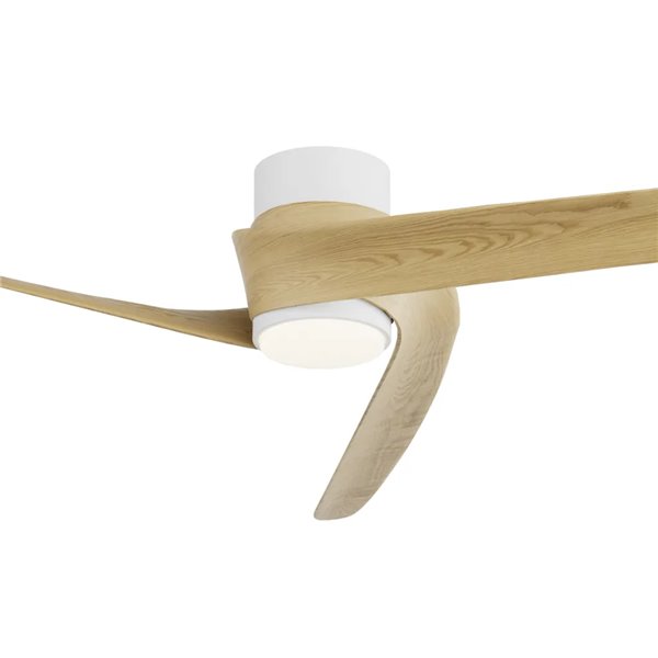 Ventoinha LED GROENLAND M, Branco/Madeira, Ø122cm, DC 24W, 1700lm, CCT 2700K-5000K, com Controle Remoto/Aplicativo