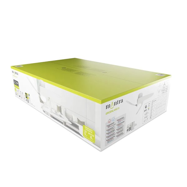 Ventoinha LED GROENLAND S, branco, Ø102cm, DC 24W, 1700lm, CCT 2700K-5000K, com controle remoto e aplicativo.