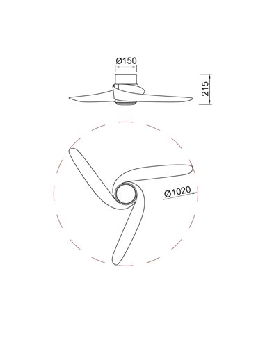 Ventoinha LED GROENLAND S, branco, Ø102cm, DC 24W, 1700lm, CCT 2700K-5000K, com controle remoto e aplicativo.