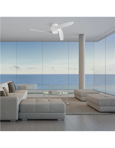 Ventoinha LED GROENLAND S, branco, Ø102cm, DC 24W, 1700lm, CCT 2700K-5000K, com controle remoto e aplicativo.