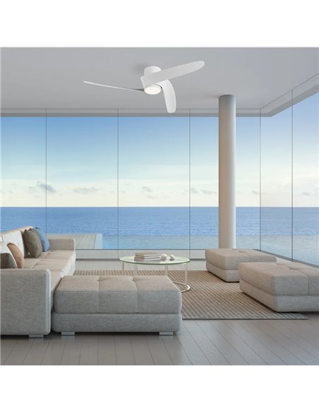 Ventoinha LED GROENLAND S, branco, Ø102cm, DC 24W, 1700lm, CCT 2700K-5000K, com controle remoto e aplicativo.