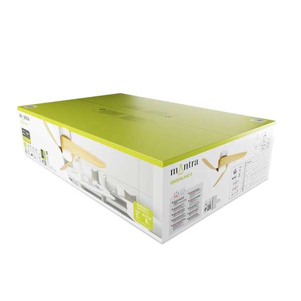 Ventilador LED GROENLAND S blanco Madera Ø102cm DC 24W 1700lm CCT 2700K-5000K con Mando y APP