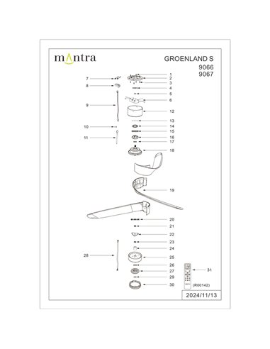 Ventoinha LED GROENLAND S, Madeira Branca Ø102cm DC 24W 1700lm CCT 2700K-5000K com Controle Remoto e Aplicativo