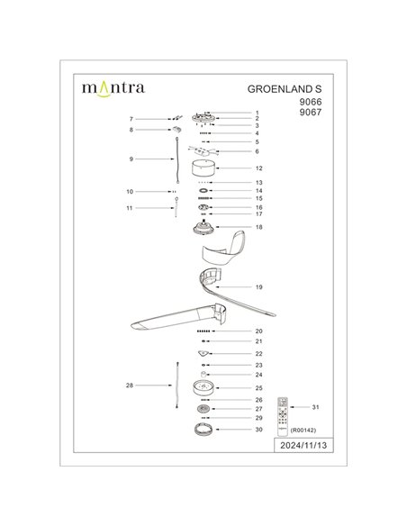 Ventilador LED GROENLAND S blanco Madera Ø102cm DC 24W 1700lm CCT 2700K-5000K con Mando y APP