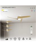Ventilador LED GROENLAND S blanco Madera Ø102cm DC 24W 1700lm CCT 2700K-5000K con Mando y APP