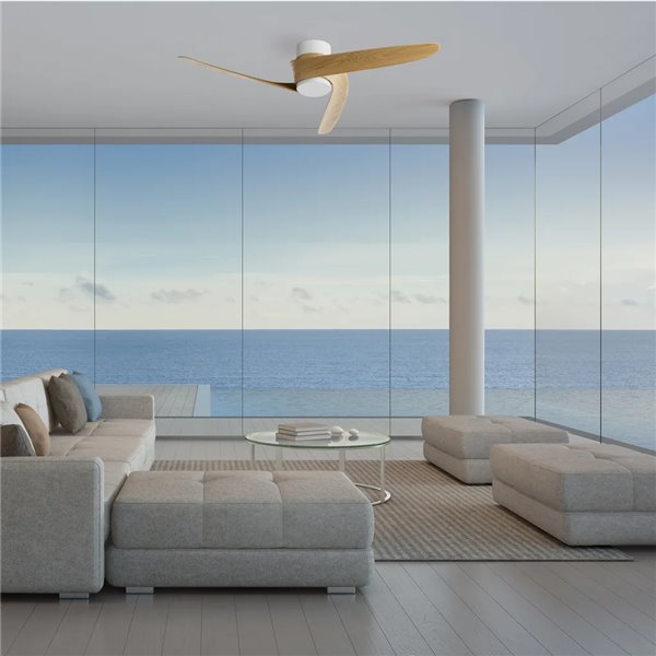 Ventilador LED GROENLAND S blanco Madera Ø102cm DC 24W 1700lm CCT 2700K-5000K con Mando y APP