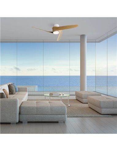 Ventilador LED GROENLAND S blanco Madera Ø102cm DC 24W 1700lm CCT 2700K-5000K con Mando y APP