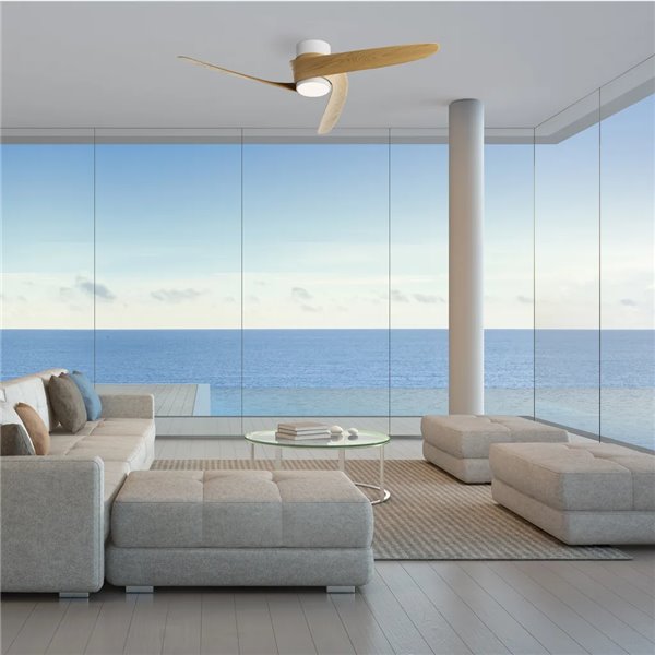 Ventilador LED GROENLAND S blanco Madera Ø102cm DC 24W 1700lm CCT 2700K-5000K con Mando y APP