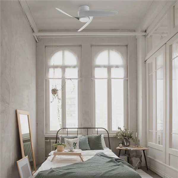 Ventilateur LED GROENLAND XS, blanc, Ø 79,5 cm, 24 W CC, 1 700 lm, température de couleur 2 700 K-5 000 K, avec télécommande