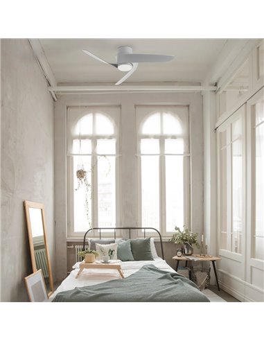 Ventilateur LED GROENLAND XS, blanc, Ø 79,5 cm, 24 W CC, 1 700 lm, température de couleur 2 700 K-5 000 K, avec télécommande